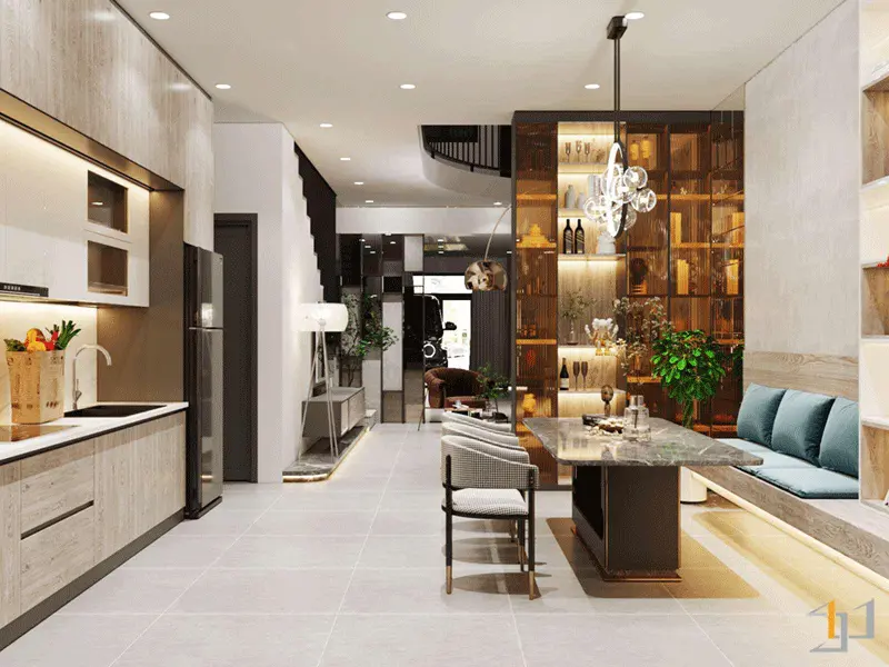 Những đặc điểm của kiểu thiết kế phòng khách gắn liền không gian bếp