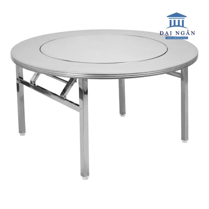bàn tròn inox xoay 360 độ