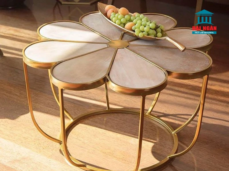 bàn sofa inox mạ vàng