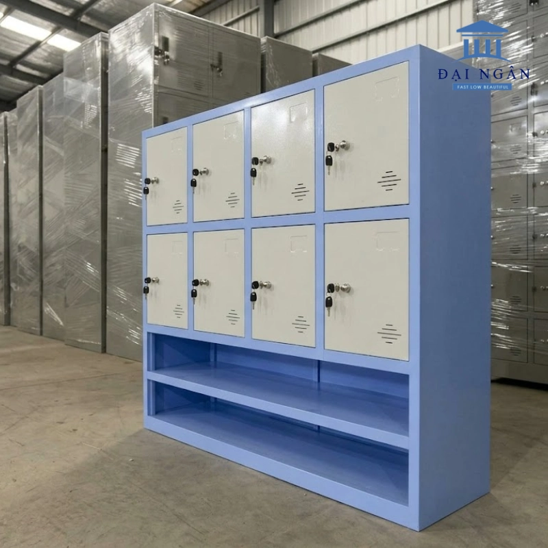 tủ locker 8 cánh 4 khoang có kệ dép tủ locker 8 cánh 4 khoang có kệ dép