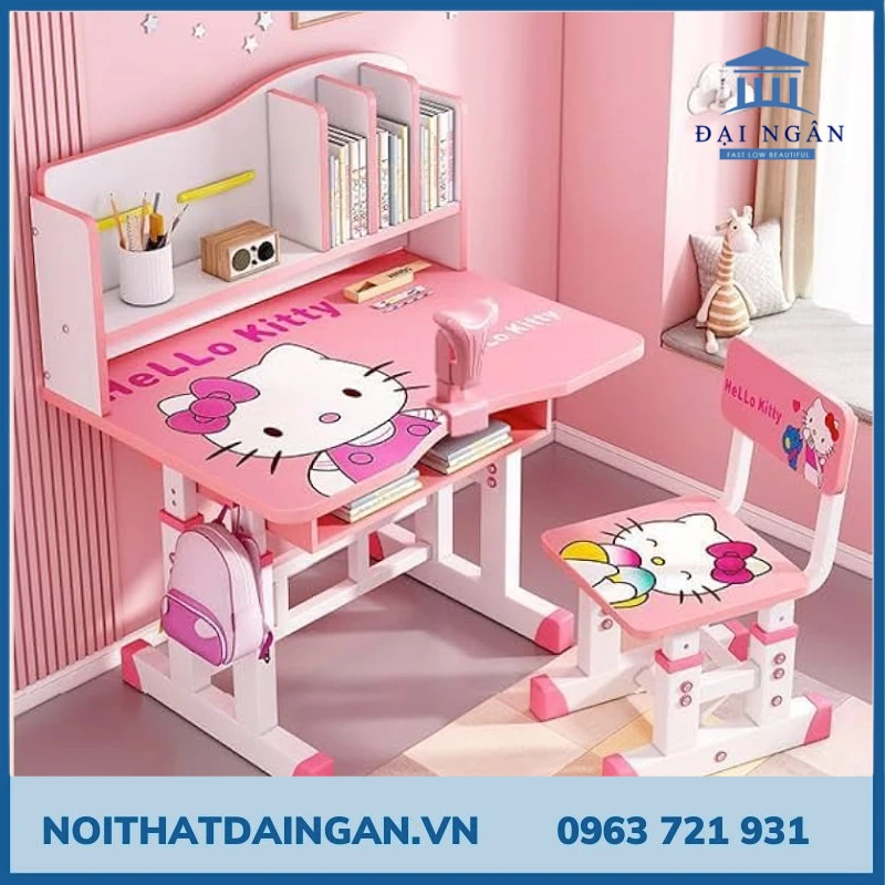 Top 7 mẫu bàn học Hello Kitty cho bé siêu dễ thương, bền đẹp