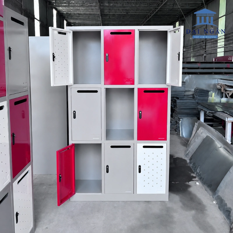 Tủ locker sắt 9 ngăn khóa số Tủ locker sắt 9 ngăn khóa số