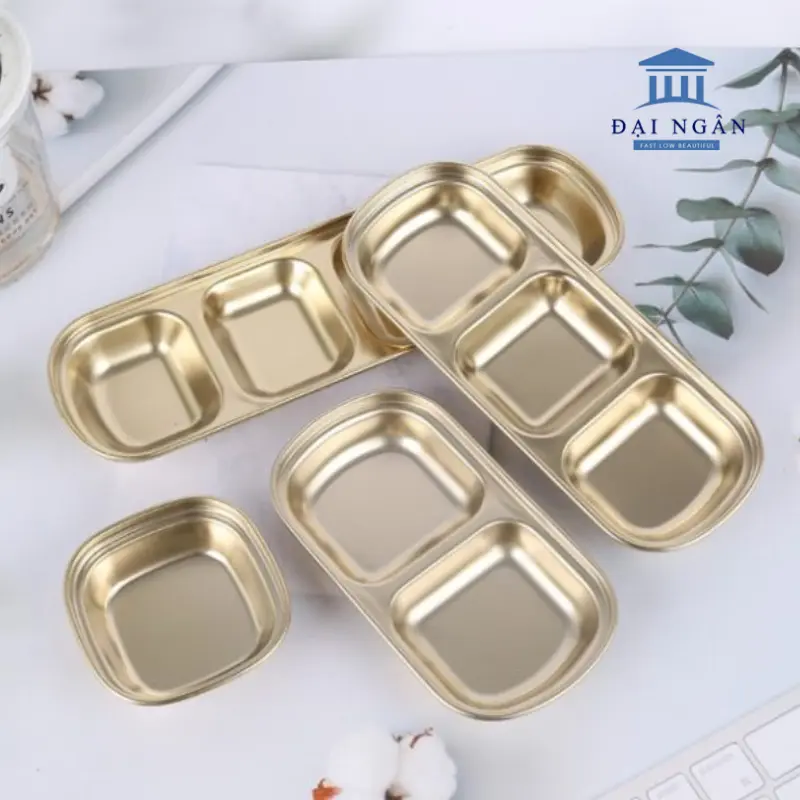 khay inox mạ vàng