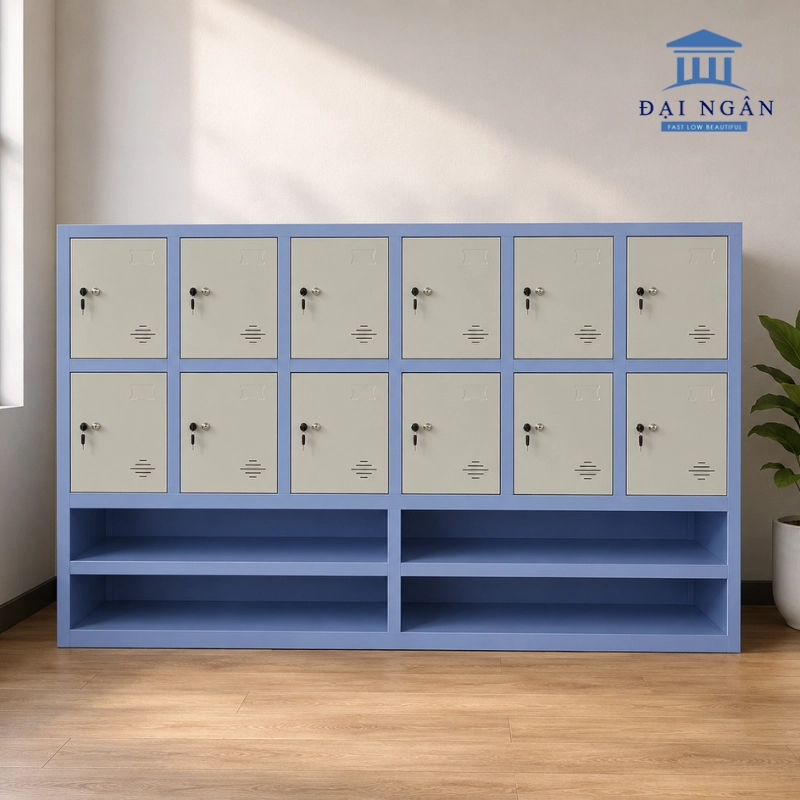 Tủ locker 12 cánh có kệ dép Tủ locker 12 cánh có kệ dép