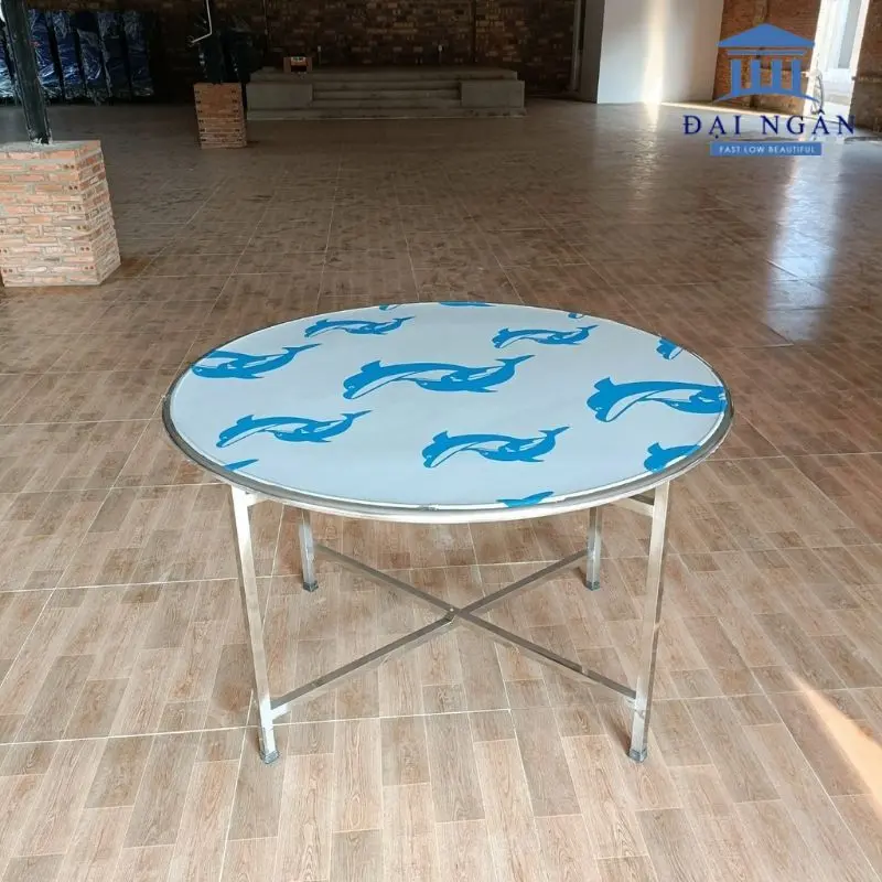 bàn tròn inox chân rời