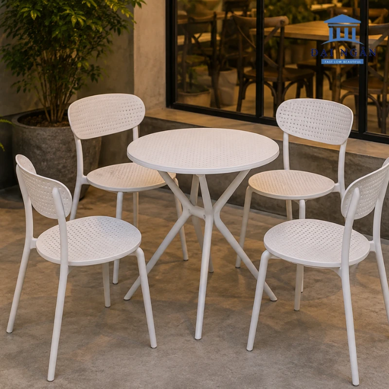 bàn cafe nhựa đúc tròn