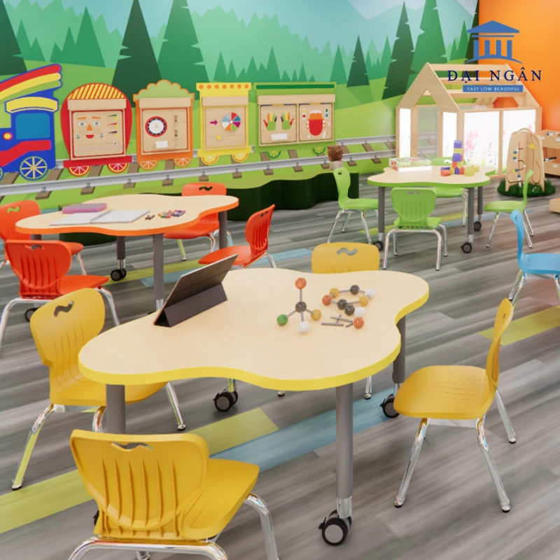 Bàn ghế góc xếp hình trường mầm non