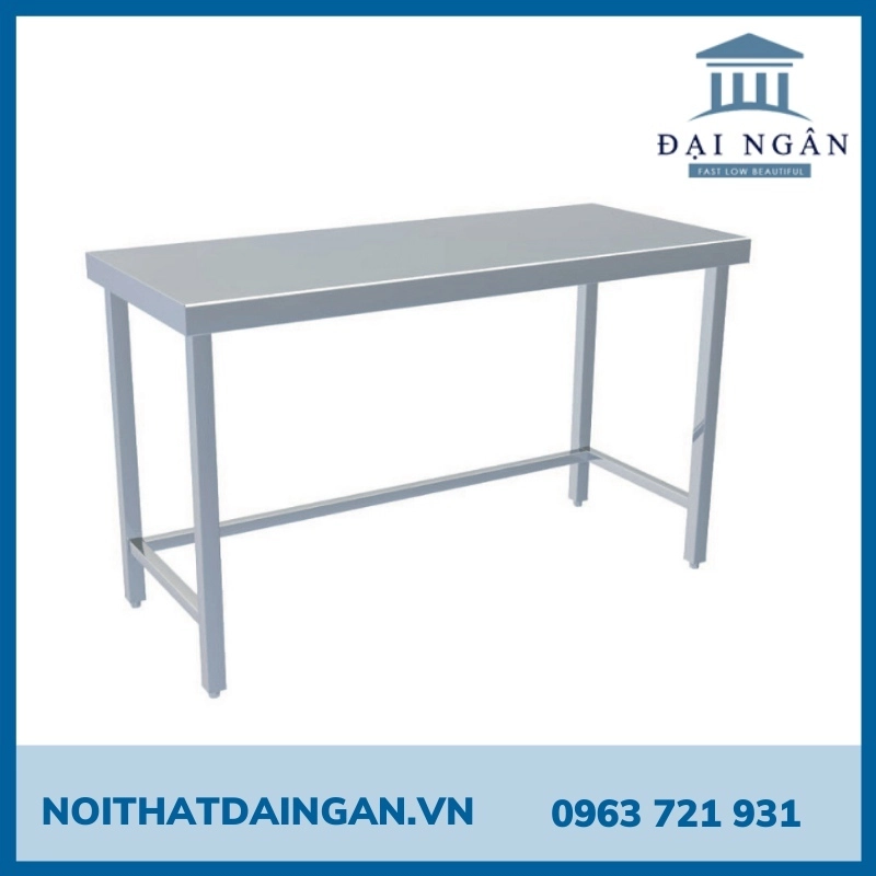 Bàn ăn công nhân inox 4 chân chữ nhật cố định