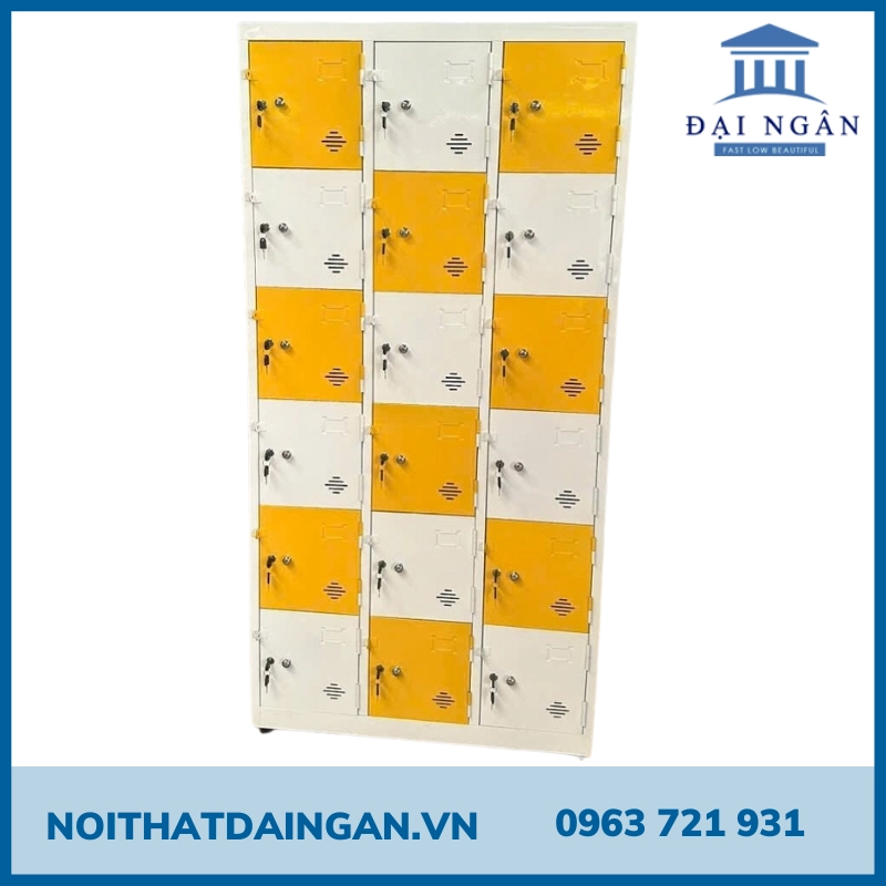 tủ locker 18 ngăn đứng đa sắc