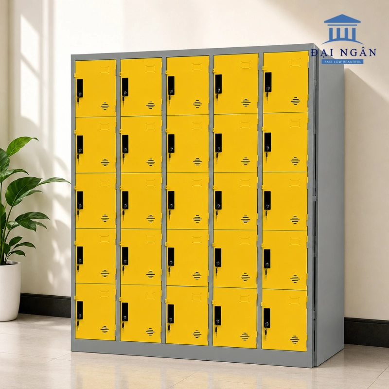 tủ locker sắt 25 ngăn sơn màu