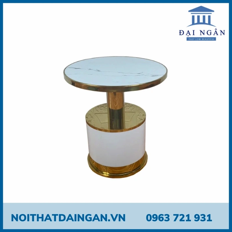 Bàn cafe chân inox mạ vàng