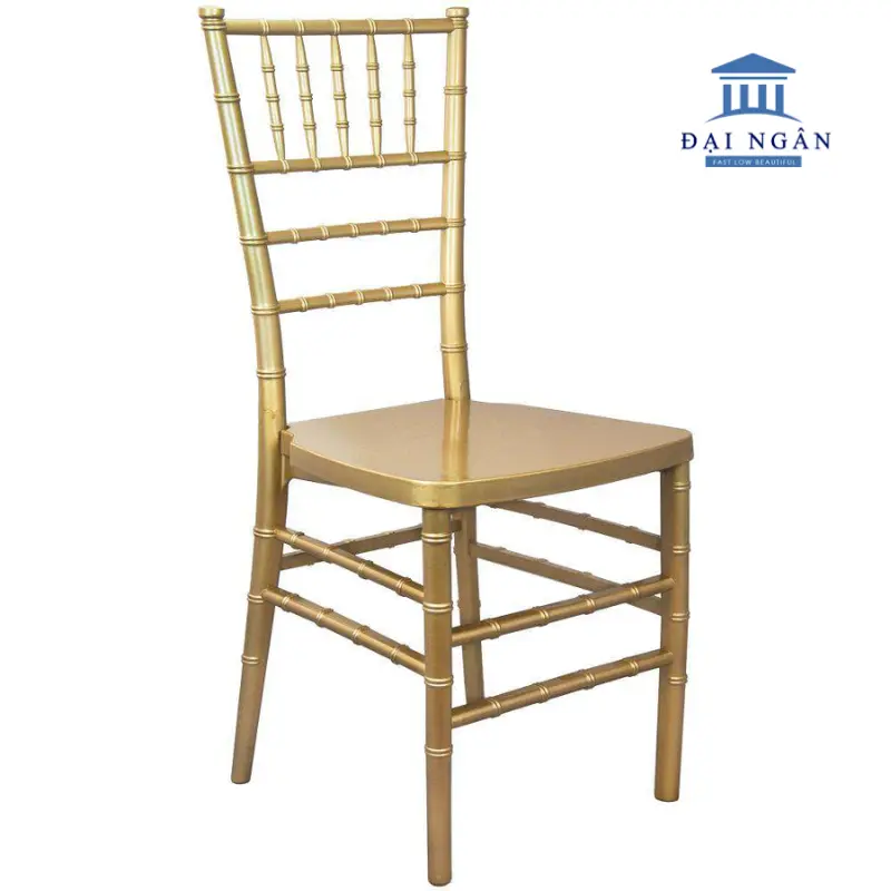 Ghế Chiavari Tiffany inox màu vàng đồng nhập khẩu