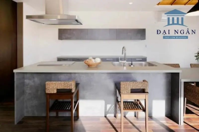 bàn bếp khung inox mặt đá