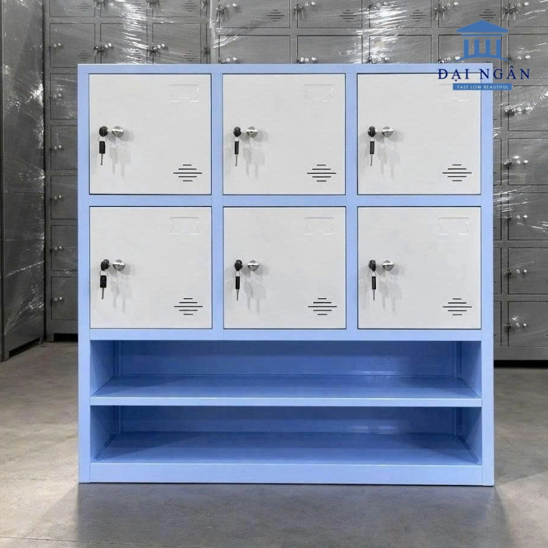 Tủ locker 6 cánh có kệ dép