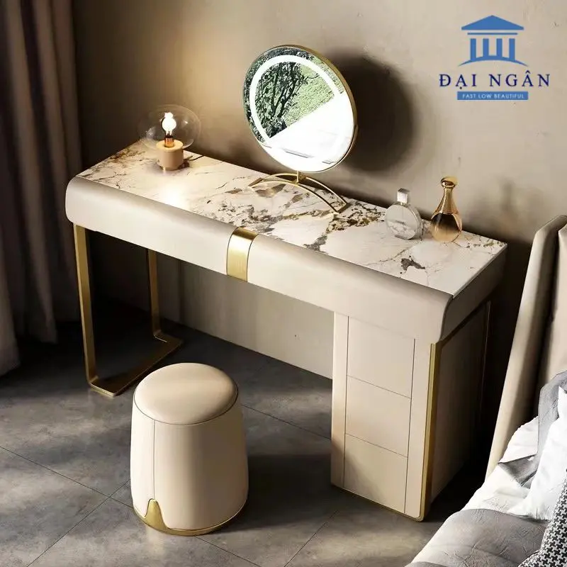 Bàn trang điểm chân inox mặt đá, mặt gỗ cao cấp