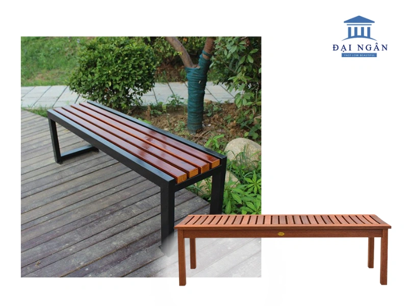 Ghế băng chờ ngoài trời gỗ teak tự nhiên