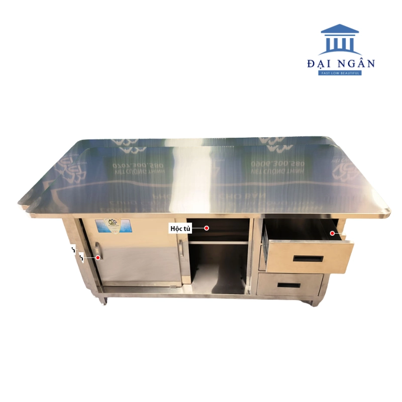 Bàn bếp inox mini có bàn đảo di động