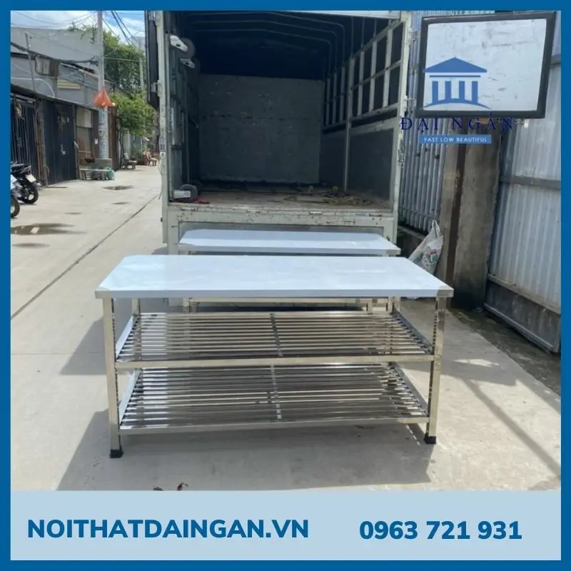 bàn inox 3 tầng