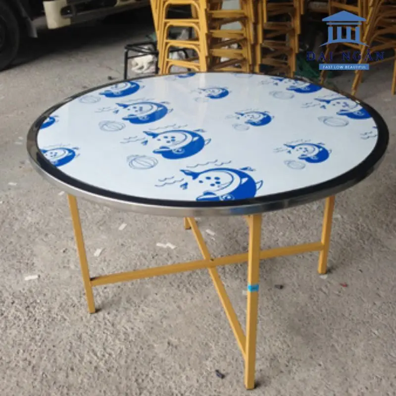 bàn tròn inox chân rời