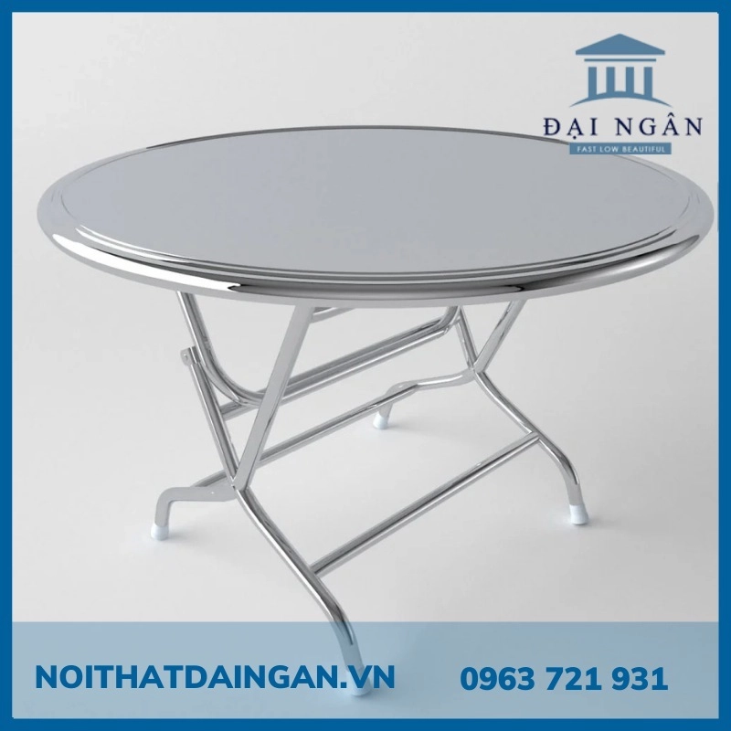  Bàn ăn inox tròn xếp 1m2