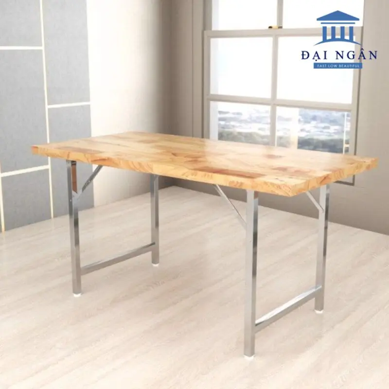 bàn inox mặt gỗ