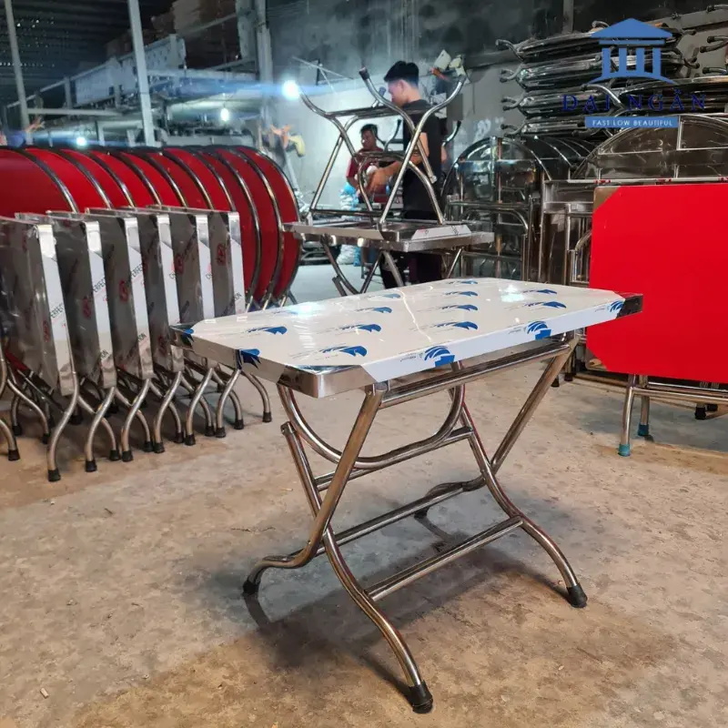 bàn inox chữ nhật 1m2