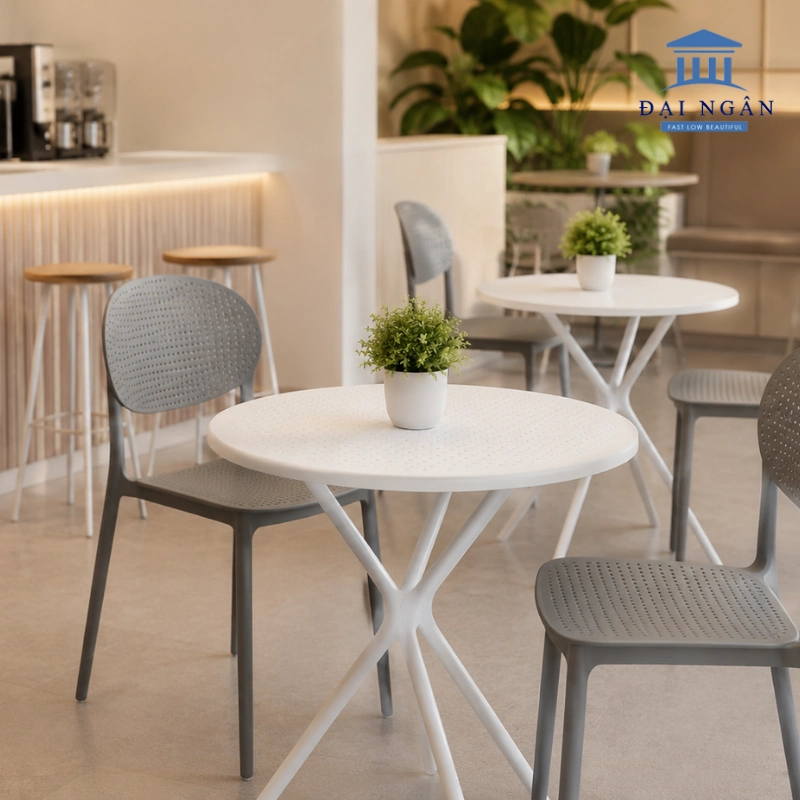 bàn nhựa cafe tròn