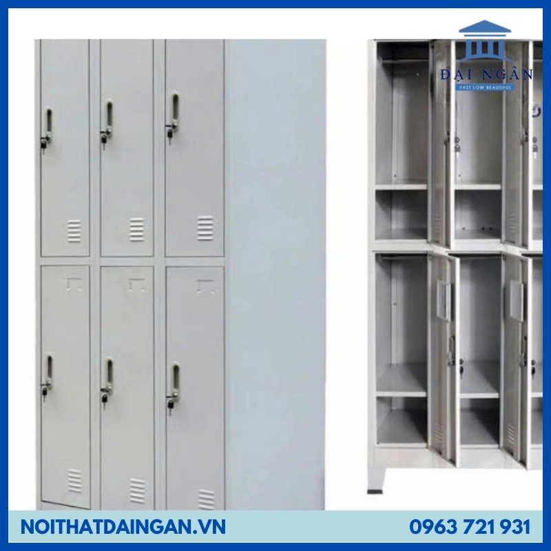 Tủ locker sắt 6 ngăn 3 khoang