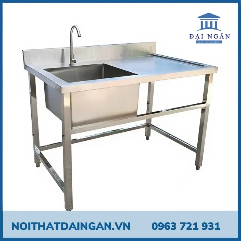 Bồn rửa inox 1 hộc có bàn thao tác Bồn rửa inox 1 hộc có bàn thao tác