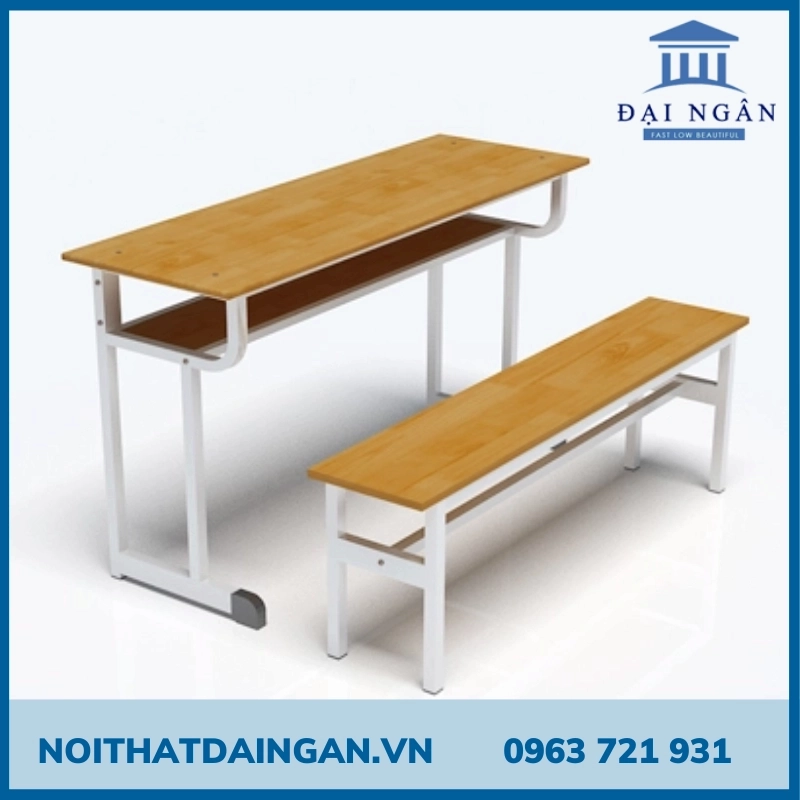 bàn ghế kèm ghế dài học sinh