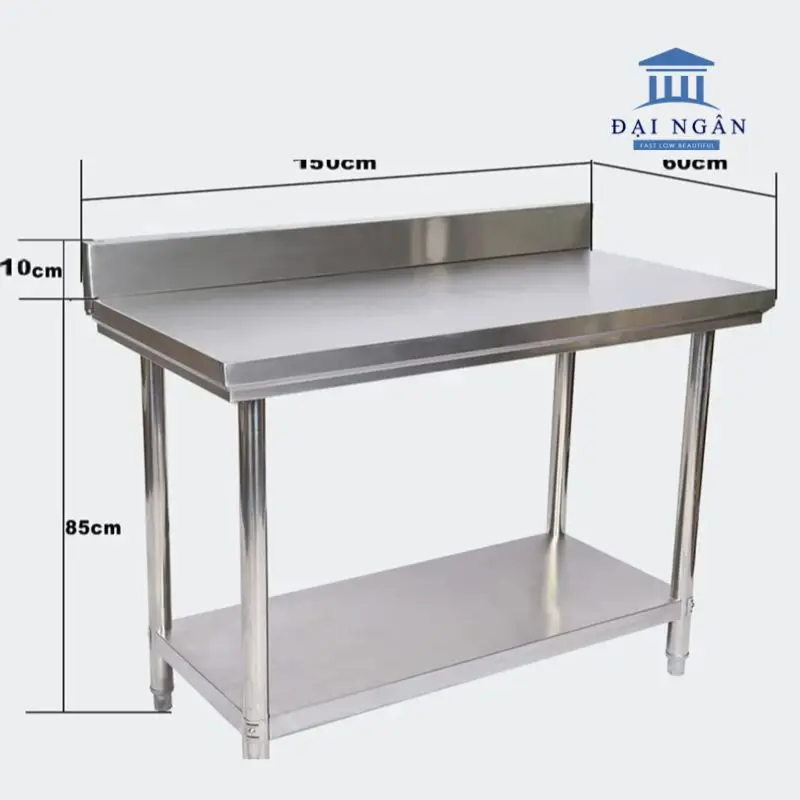 bàn inox phẳng 2 tầng có gáy bàn inox phẳng 2 tầng có gáy