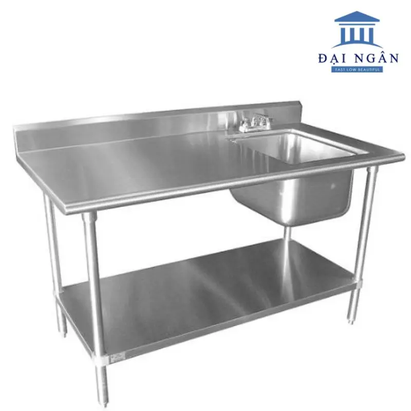 Bàn inox để bếp ga kết hợp bồn rửa