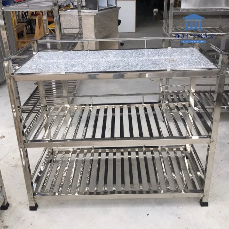 bàn bếp khung inox mặt đá