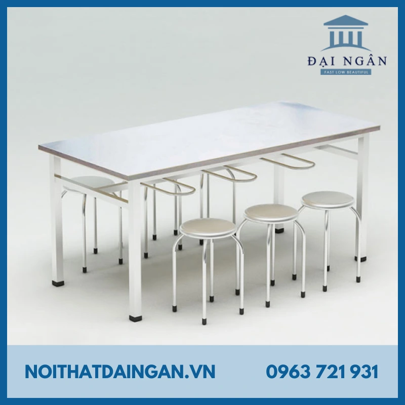 bàn inox chữ nhật trong phòng tiệc