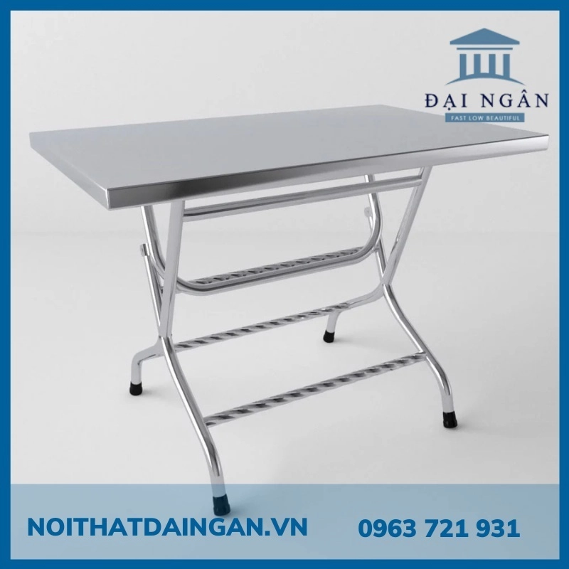 Bàn inox hình chữ chữ nhật 70x120 cm