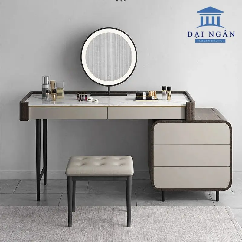 Bộ bàn trang điểm kết hợp ghế chân inox
