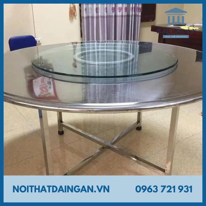 bàn ăn inox tròn xoay giá bao nhiêu