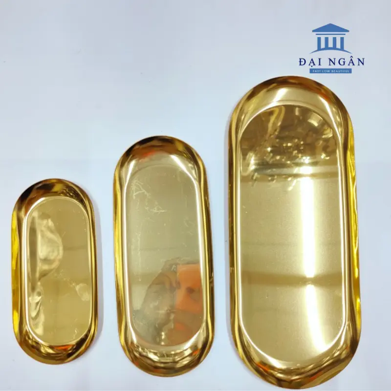 khay inox mạ vàng