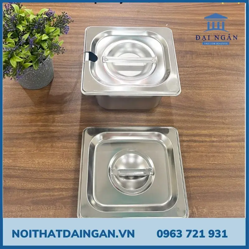 Khay topping inox 1/4, 1/6, 1/9 kèm nắp đậy inox, nhựa PC