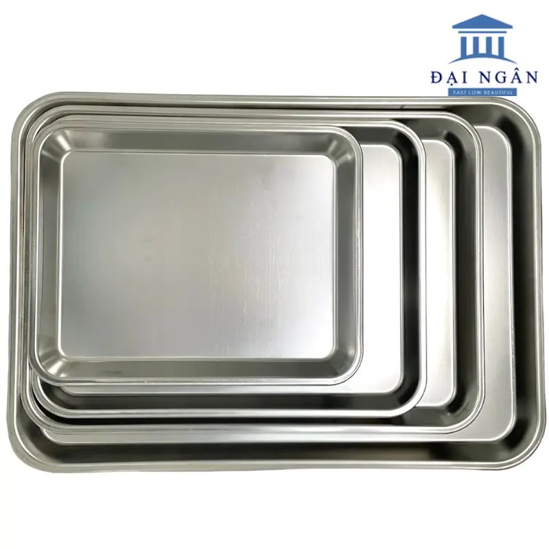 Khay inox chữ nhật 35x50x2 cm cao cấp
