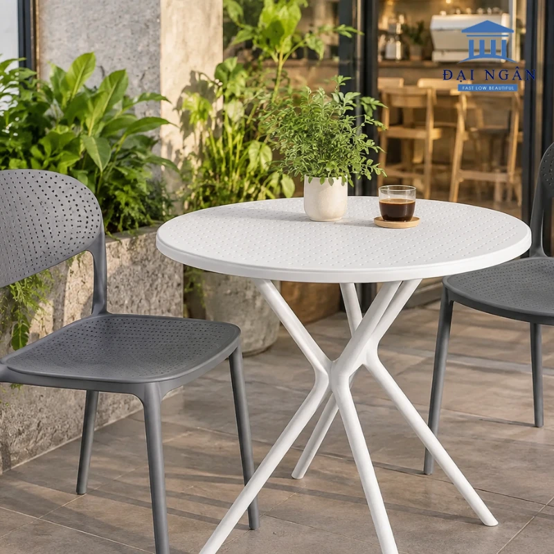 bàn cafe nhựa tròn
