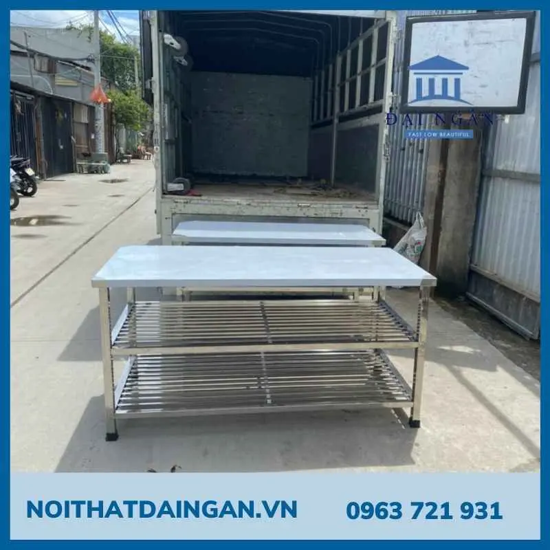 Bàn bếp inox đa tầng