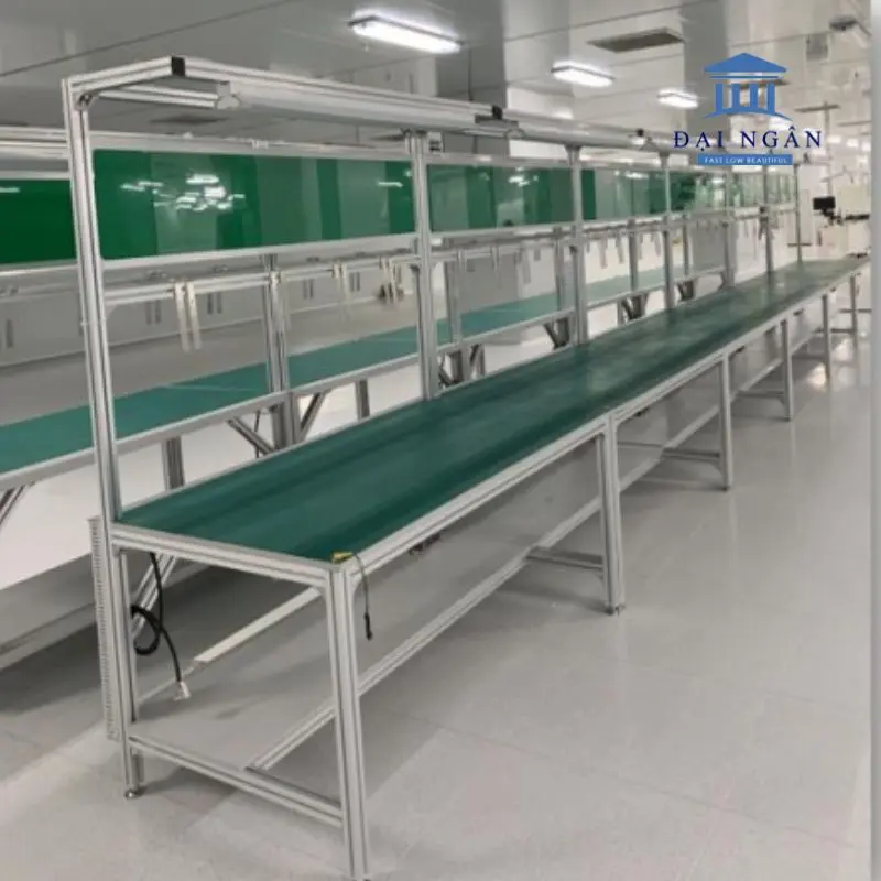 Bàn khung nhôm mặt inox có hệ thống đèn