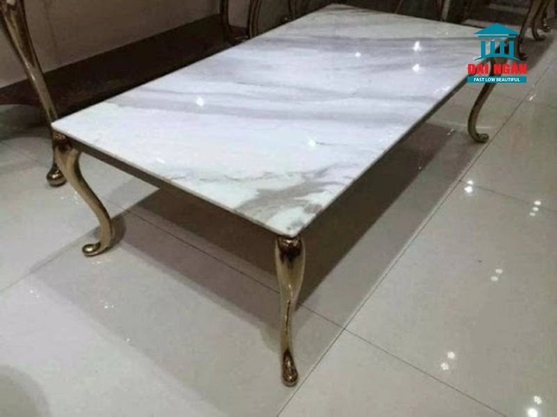 Bàn trà mạ vàng chân inox cổ điển cực sang trọng