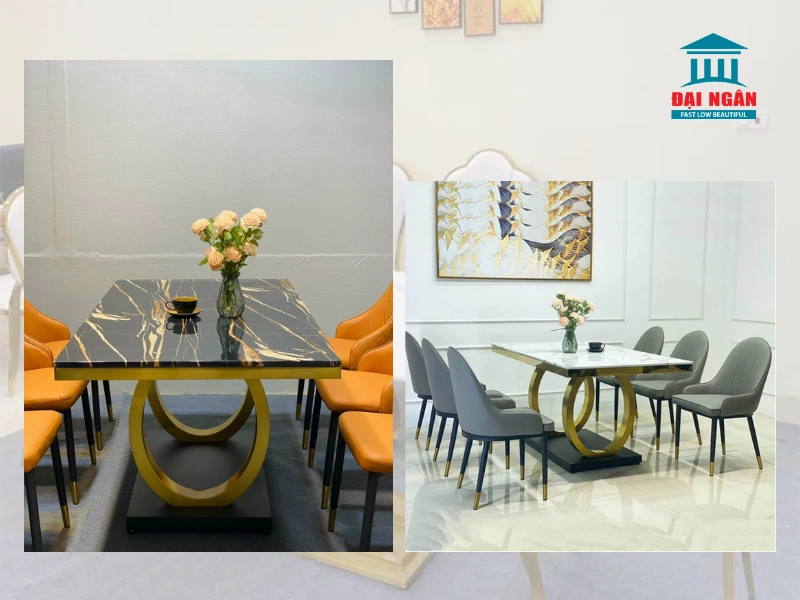 bàn ăn inox mạ vàng
