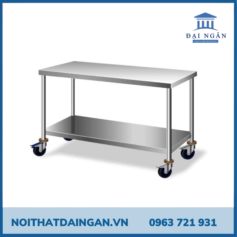 bàn bếp inox mini có bánh xe