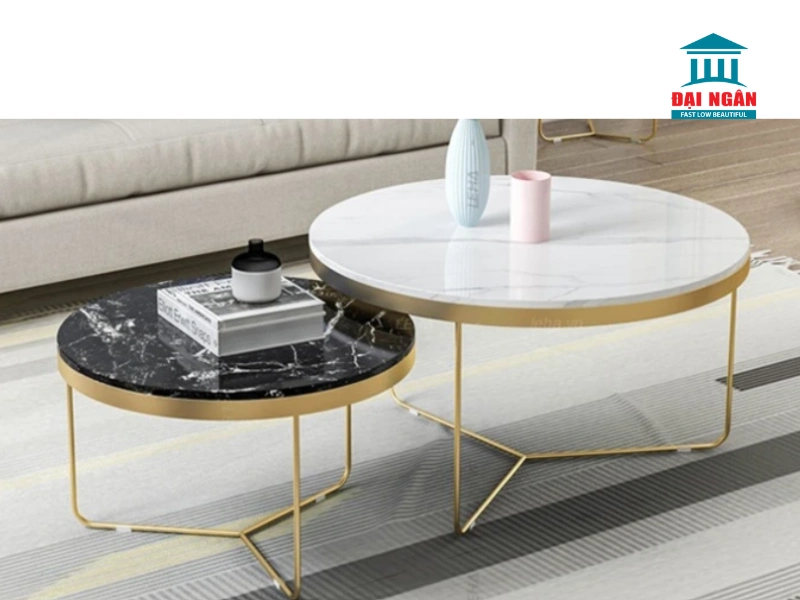 bàn sofa inox mạ vàng