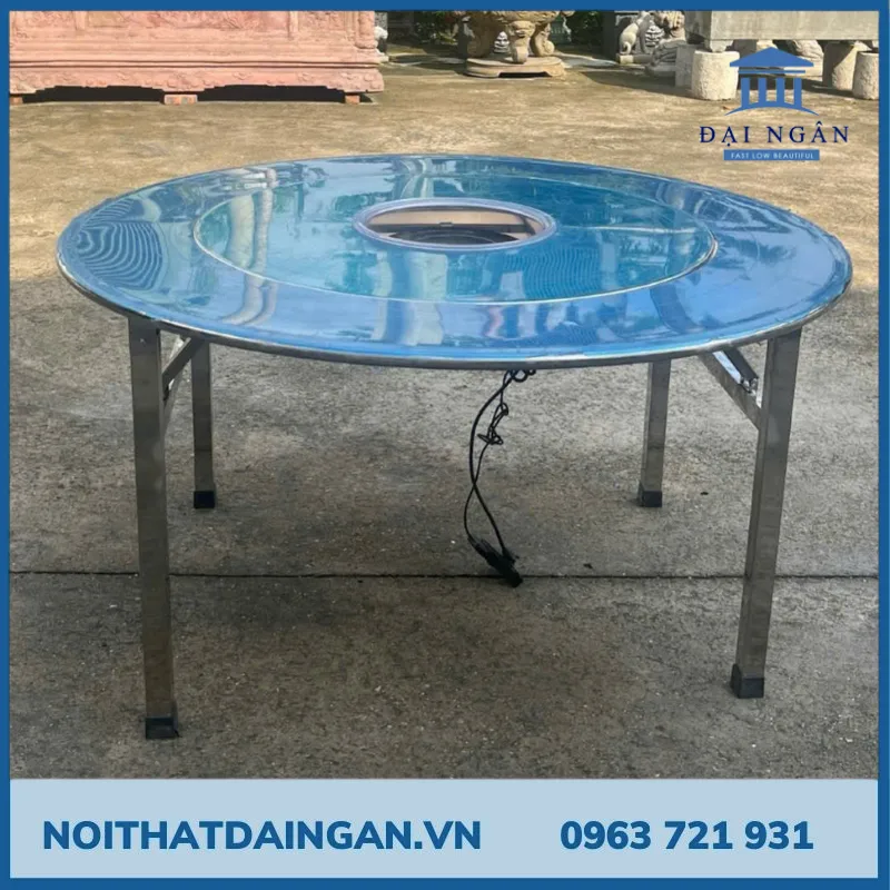bàn tròn inox 1m42 lẩu nướng