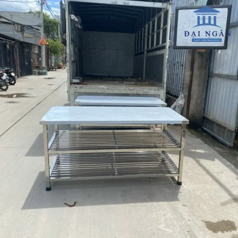 bàn inox 3 tầng