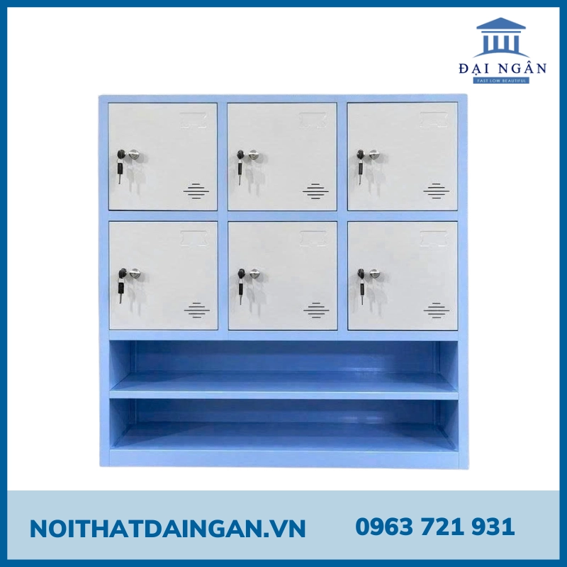 Tủ locker 6 cánh có kệ dép